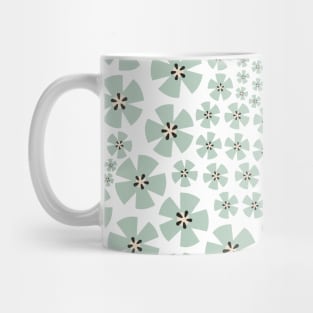 Mid Century Modern Flowers / Maximalist Floral Decor in Sage Green, Creamy Yellow, and White Mug
